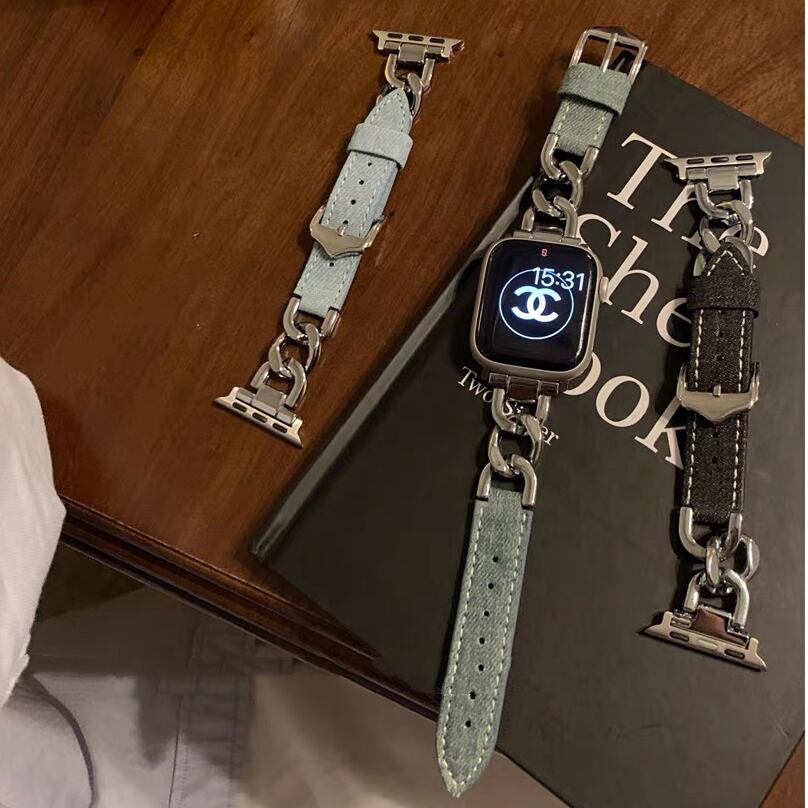 Leather & Chain Apple Watch Band レザーとチェーンのApple Watch バンド R01401