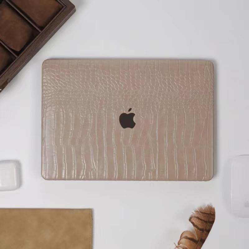 Light Brown Leather MacBook Cover ライトブラウンレザーMacBookカバー R01195