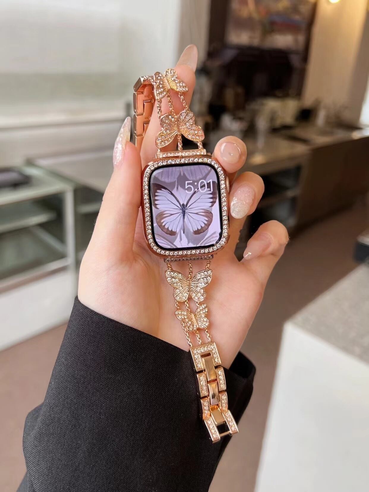 Shining Butterfly Apple Watch Band キラキラバタフライApple Watchバンド R01256