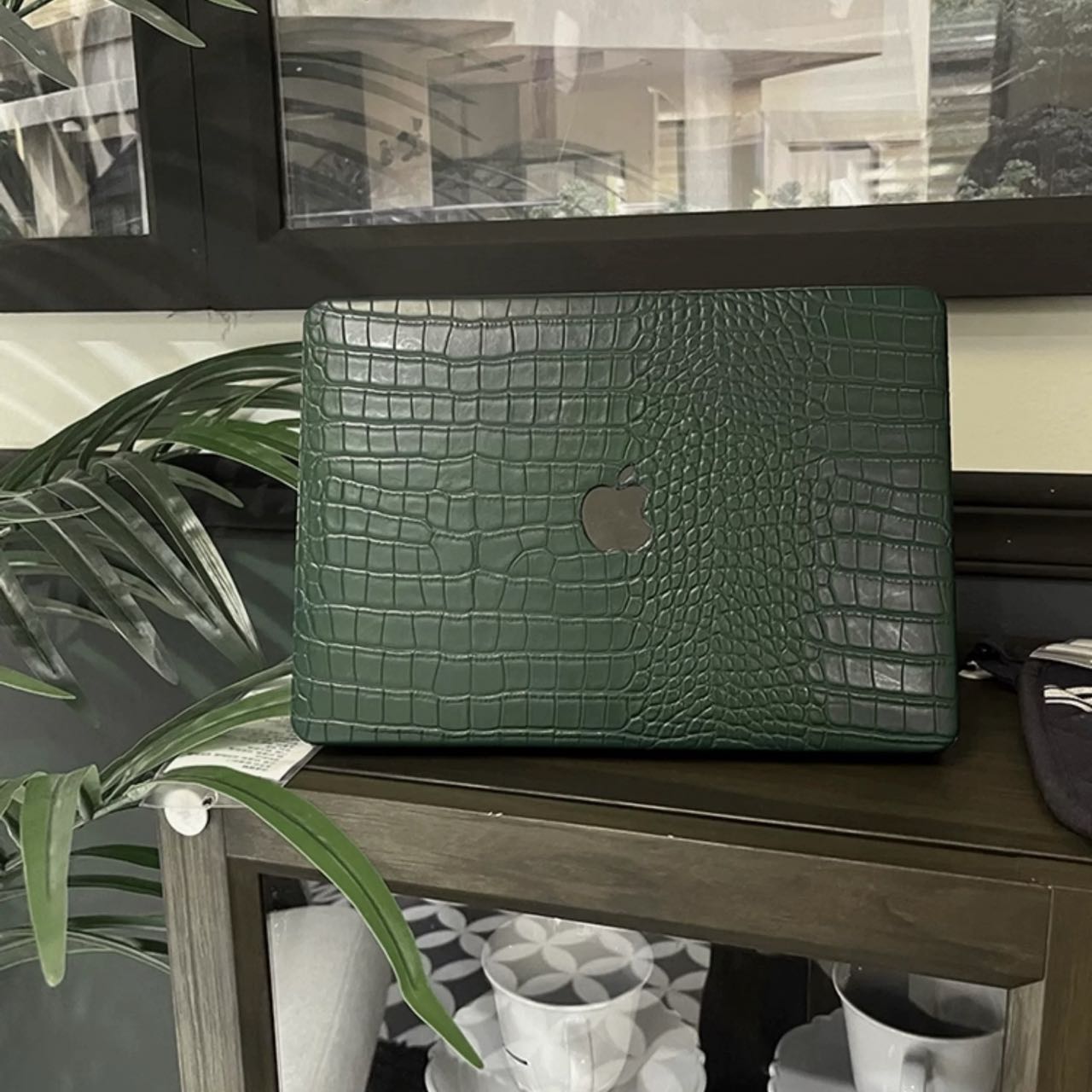 Classic Green Leather pattern Macbook Cover クラシックグリーンレザーMacBookカバー R02088