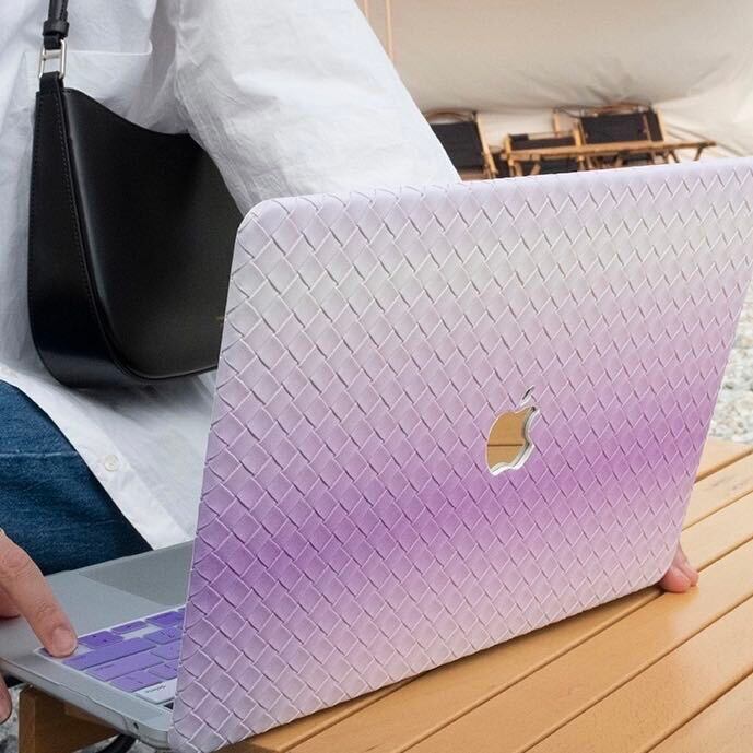 Fade White & Purple Weave MacBook Cover ホワイトパープルグラデーション編みMacBookカバー R01307