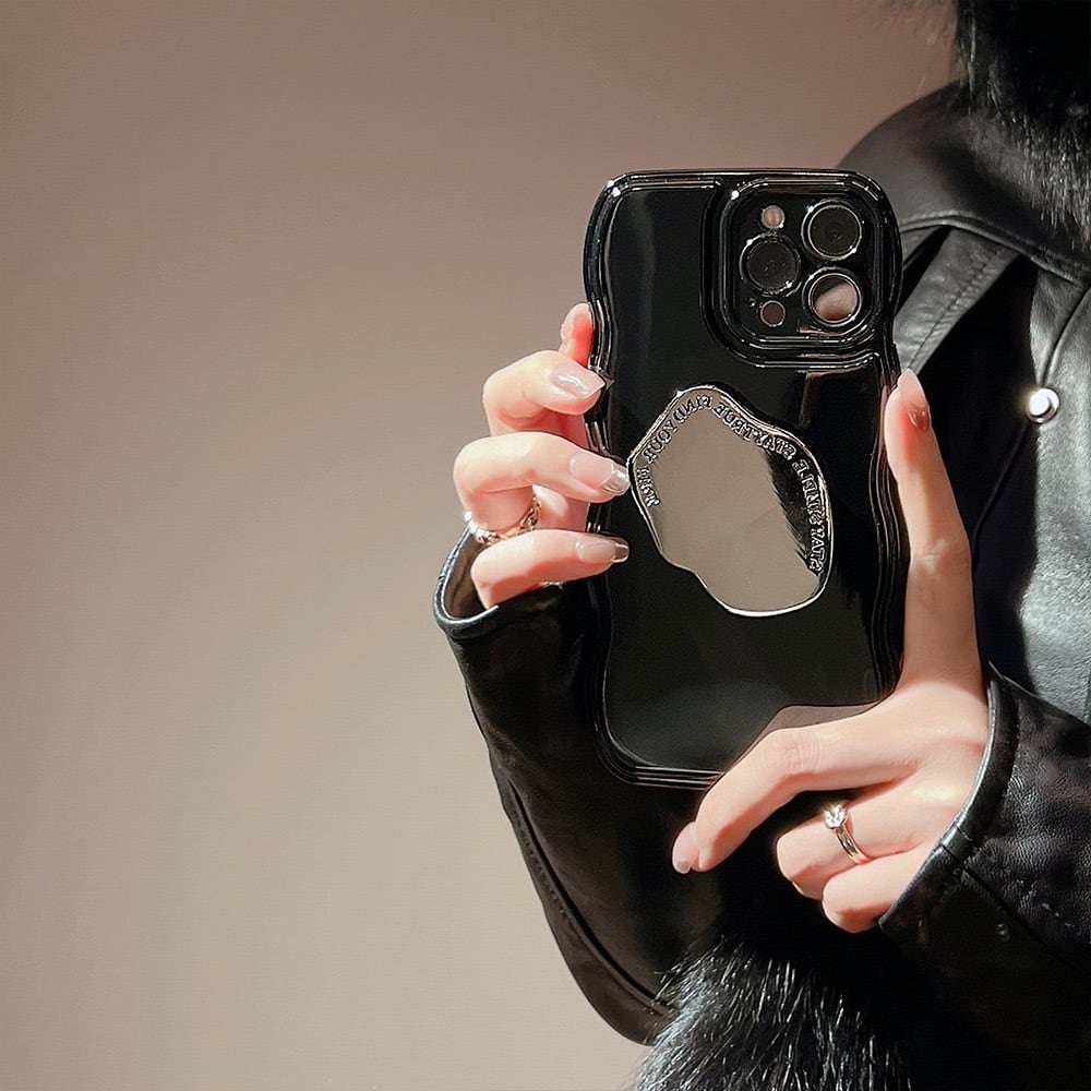 Black Mirror Stand iPhone case ブラックミラースタンドスマホケース R01358