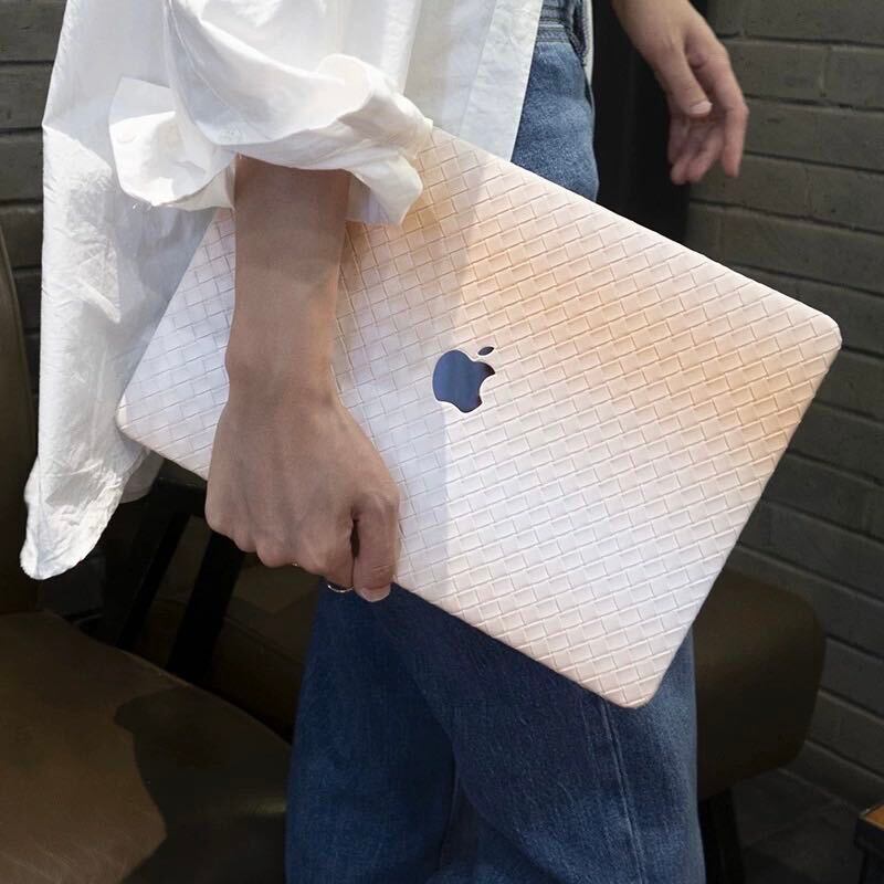 Fade White & Orange Weave MacBook Cover ホワイトオレンジグラデーション編みMacBookカバー R01308