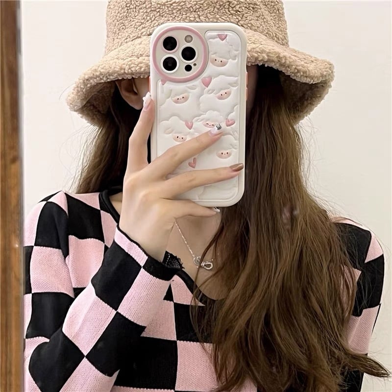 Cute Sheep Fluffy iPhone case かわいいヒツジモコモコiPhoneケース R01381