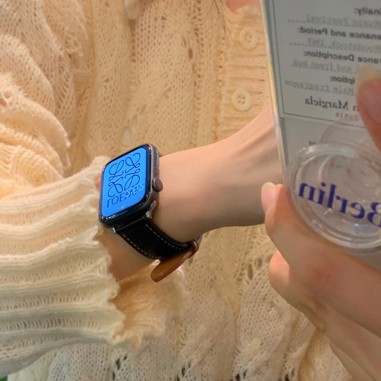 Double Color Leather Apple Watch Band ダブルカラーレザーアップルウォッチバンド R01277