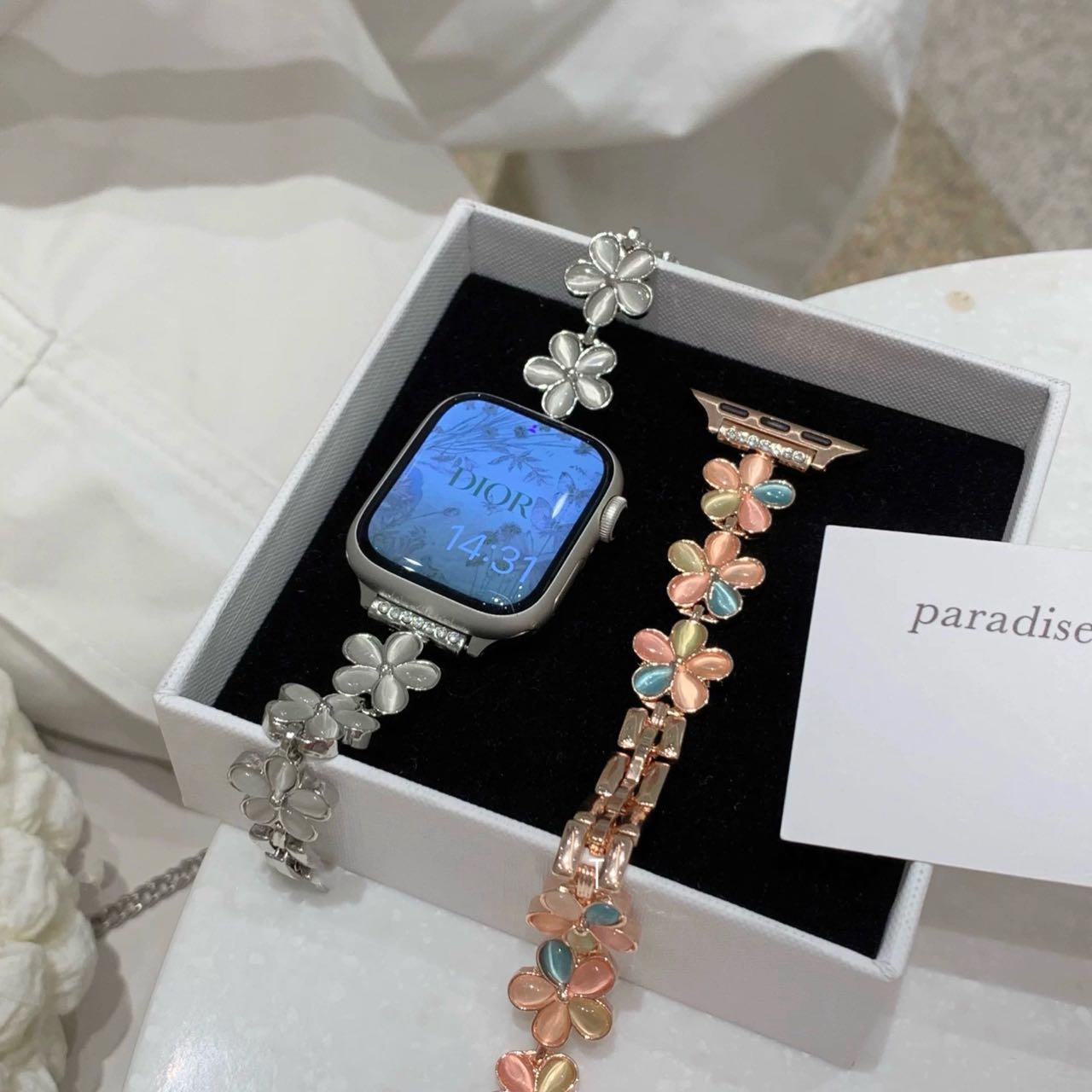 Flower Bracelet Apple Watch Band フラワーブレスレットAppleWatchバンド R02046