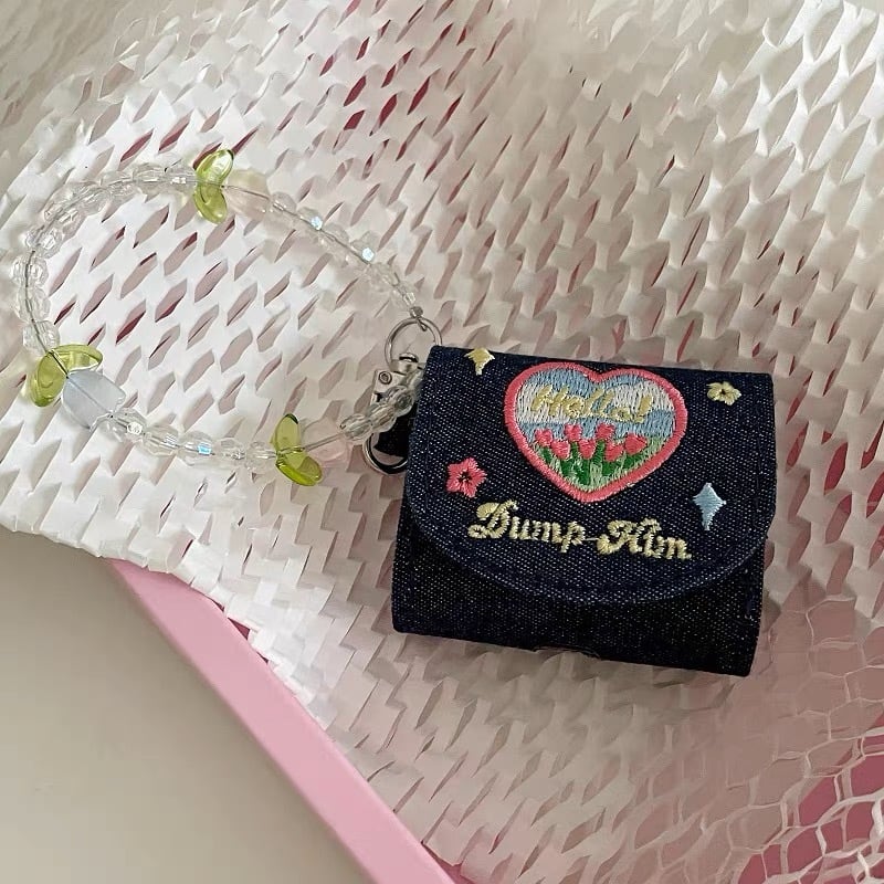 Embroider Tulip & Heart AirPods Case チューリップとハートの刺繍AirPodsケース R01362