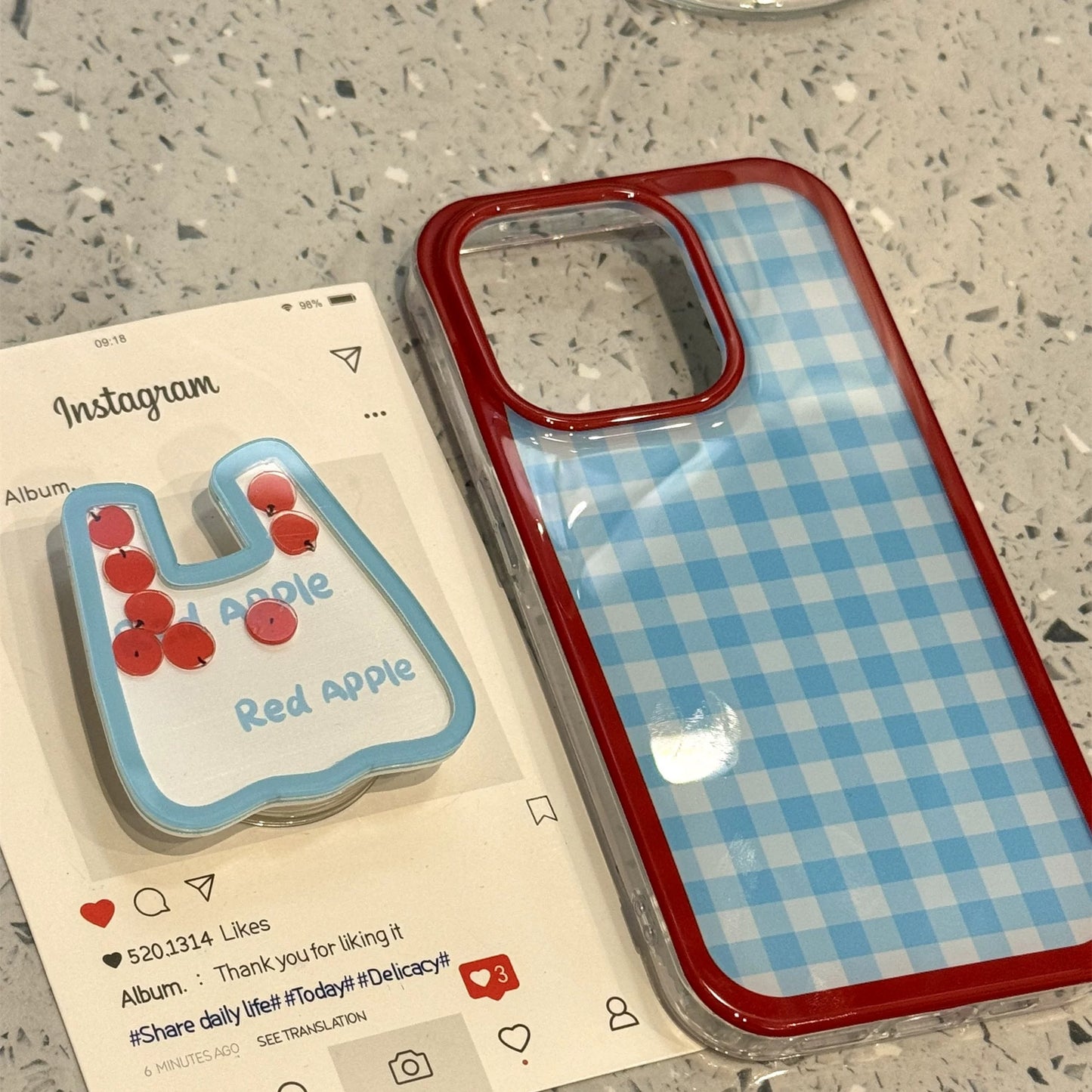 Cute Apple Bag Stand iPhone case かわいいリンゴバッグスタンドスマホケース R02006