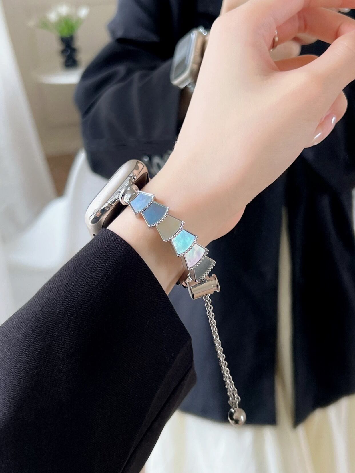 Mother of pearl Bracelet Apple Watch Band シェルのブレスレット風アップルウォッチバンド R01273