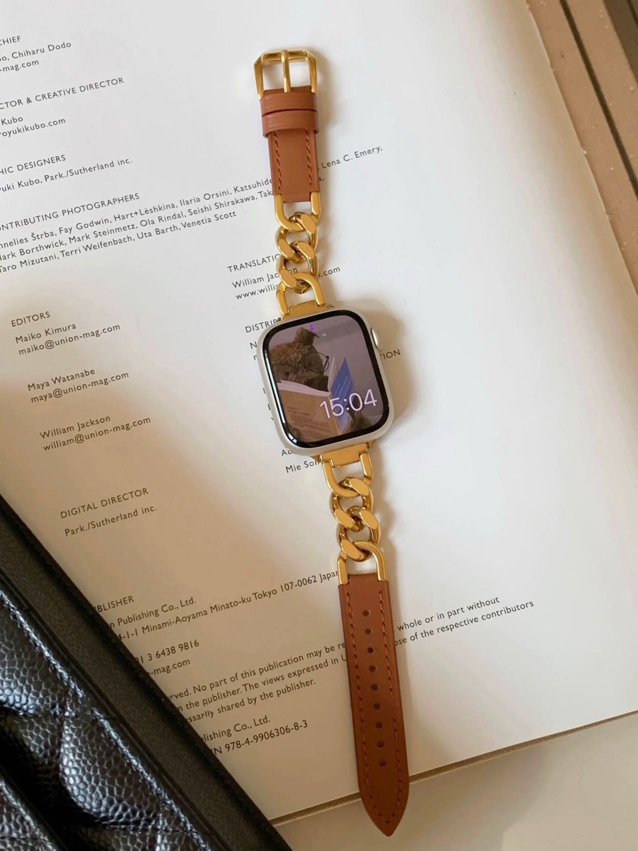 Leather and Chain Apple Watch Band レザーとチェーンAppleWatchバンド R02045