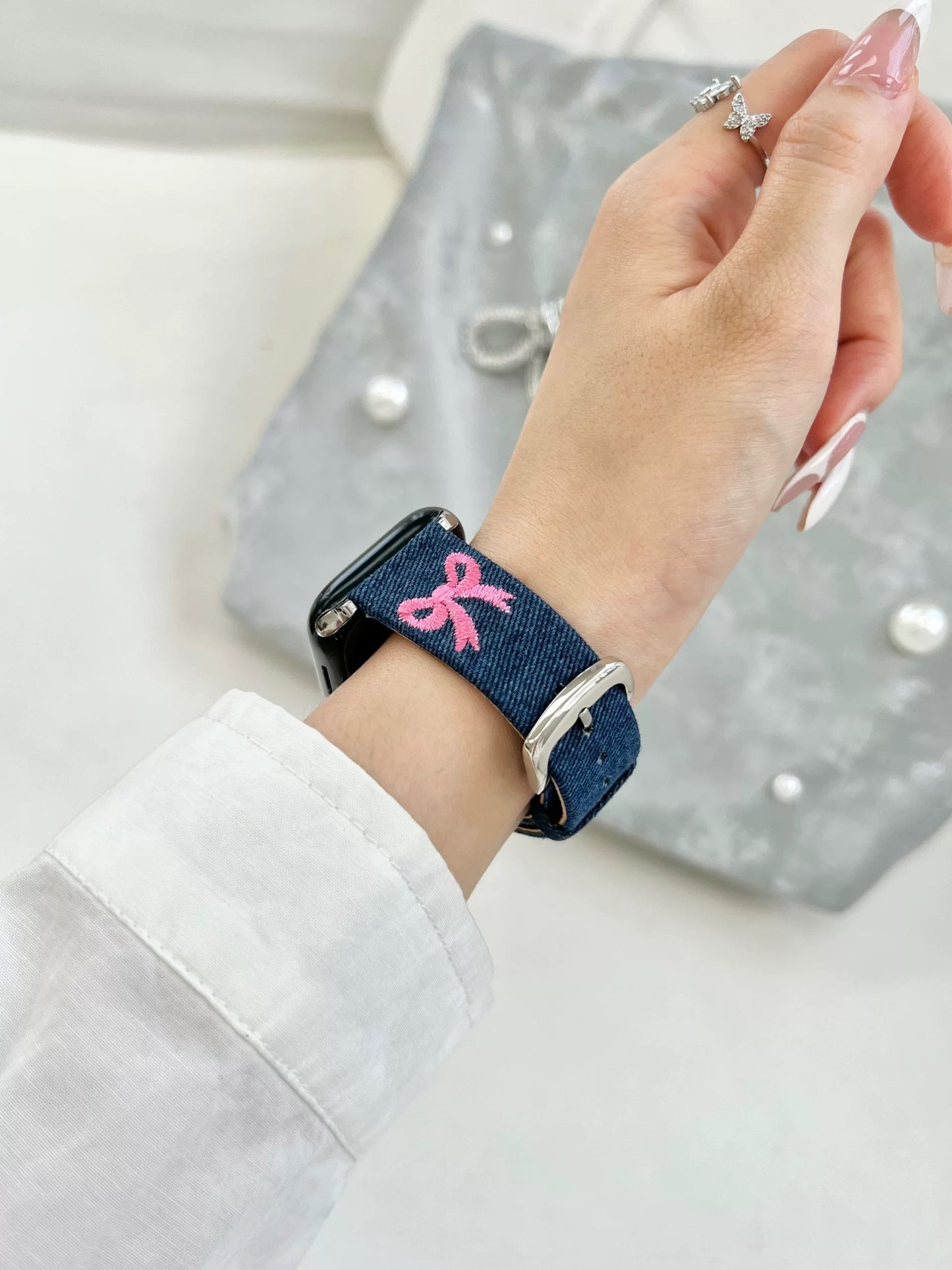 Denim Ribbon Apple Watch Band デニムリボンAppleWatchバンド R02059
