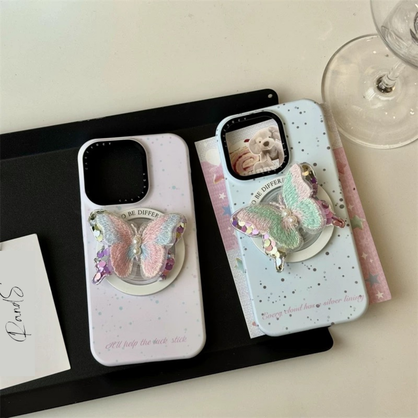 Bijou Butterfly MagSafe Stand iPhone case ビジューバタフライMagSafeスタンドスマホケース R02000