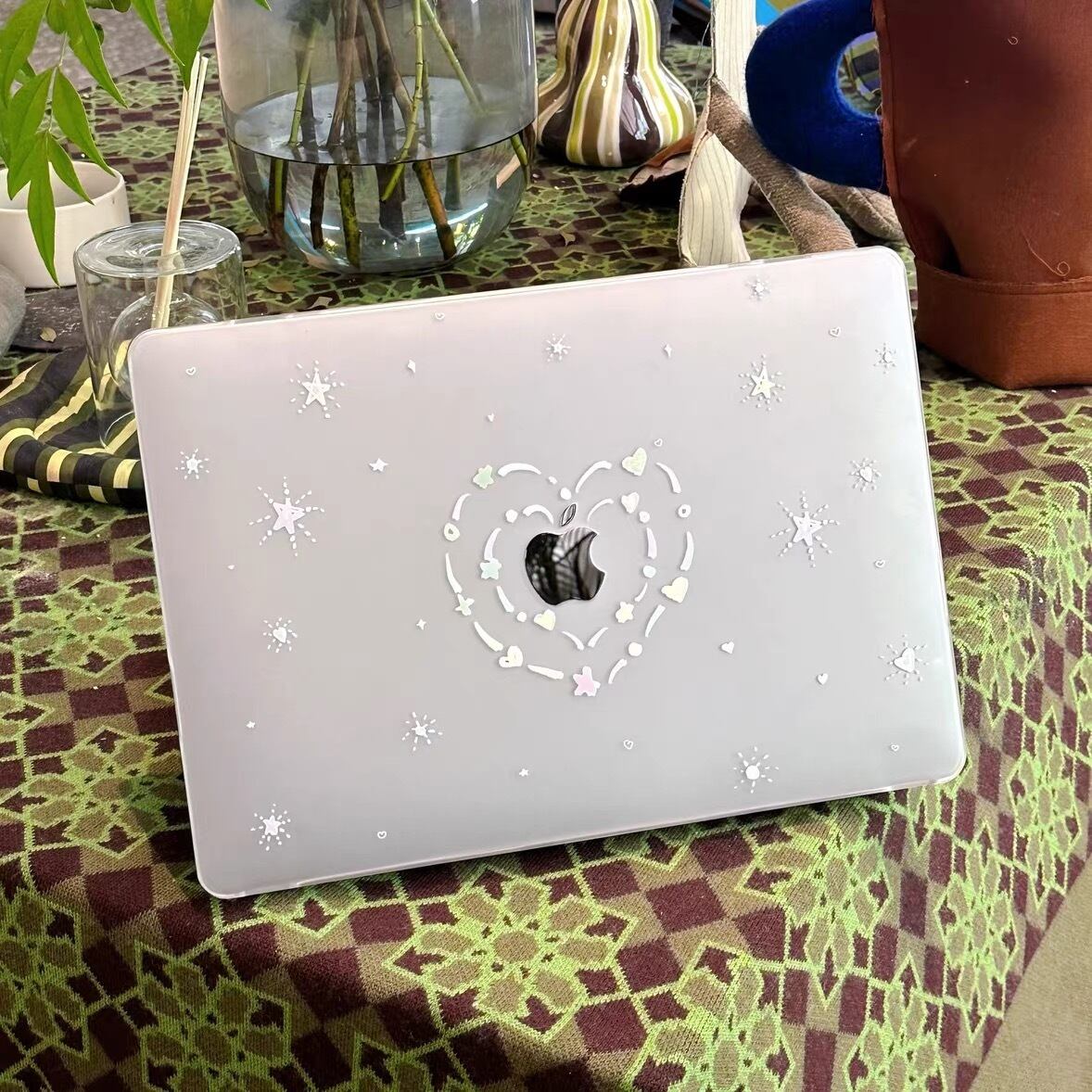 Cute Clear Heart MacBook Cover かわいいクリアハートMacBookカバー R01385