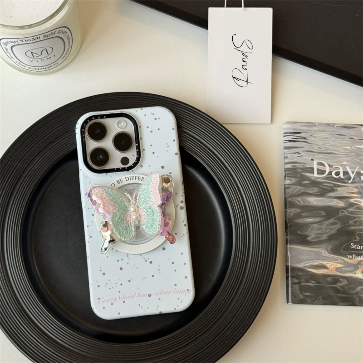 Bijou Butterfly MagSafe Stand iPhone case ビジューバタフライMagSafeスタンドスマホケース R02000