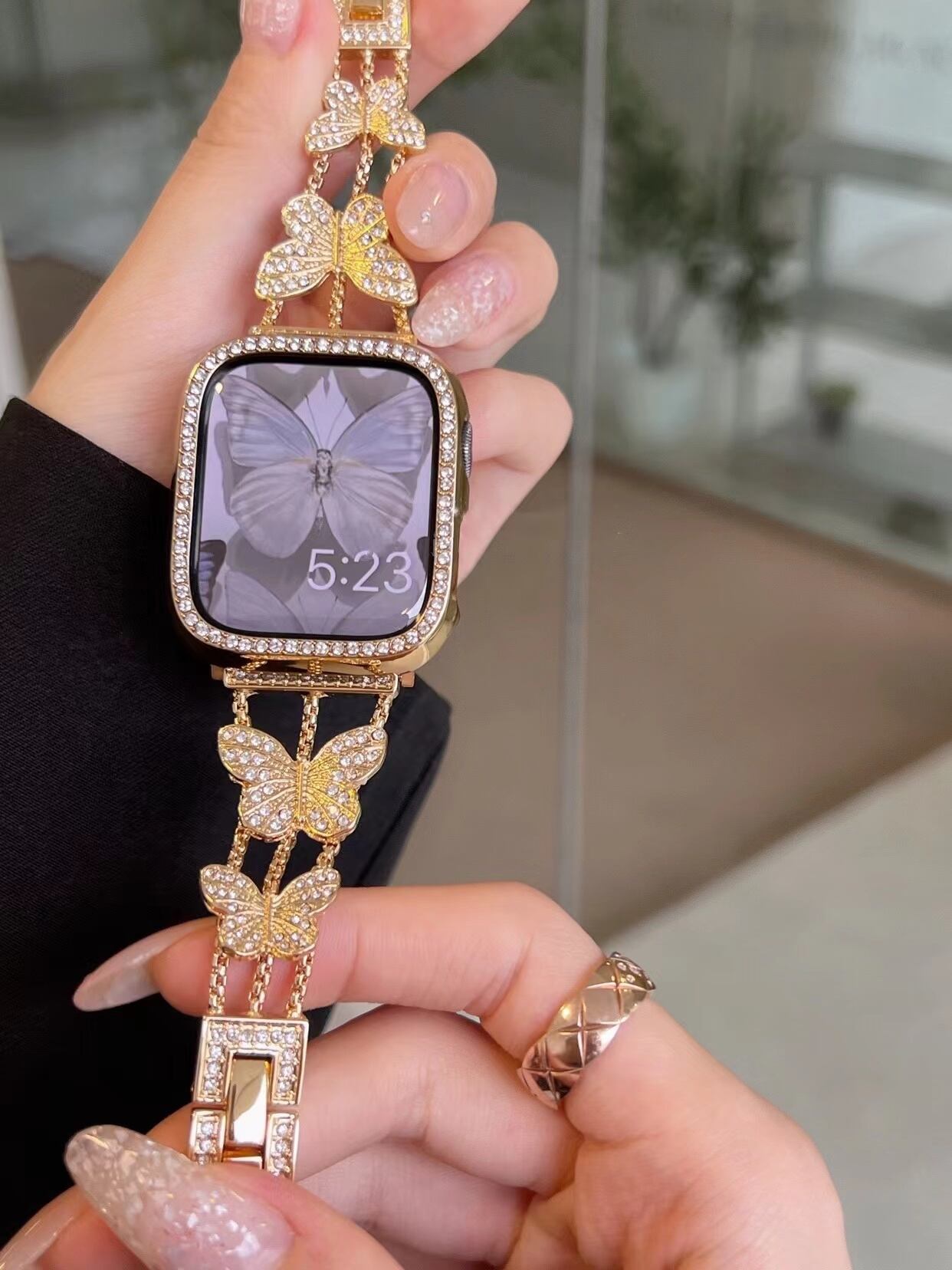 Shining Butterfly Apple Watch Band キラキラバタフライApple Watchバンド R01256