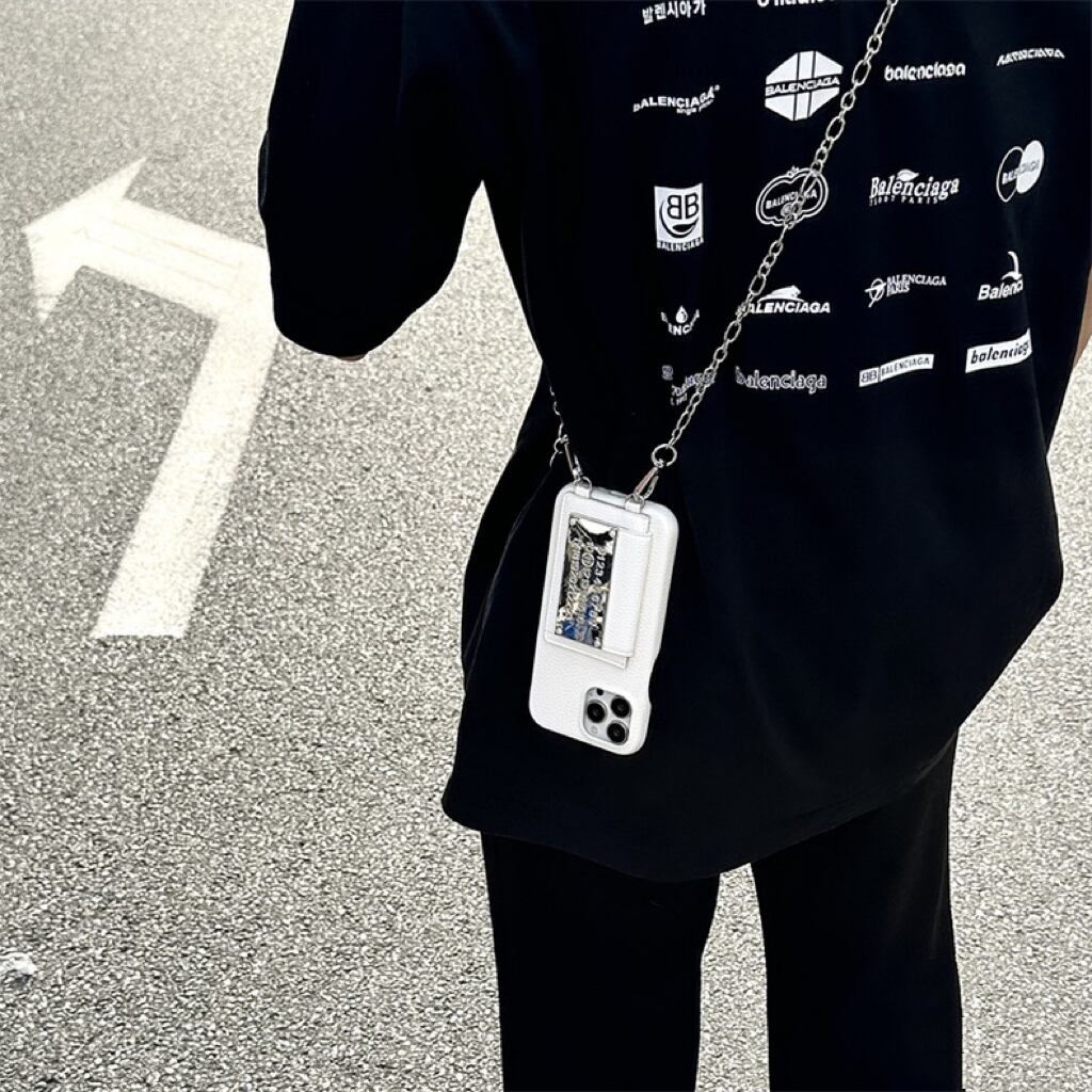 Leather Shoulder iPhone case with Number Plate Card Holder レザーショルダースマホケースとナンバープレートカードホルダー R01427