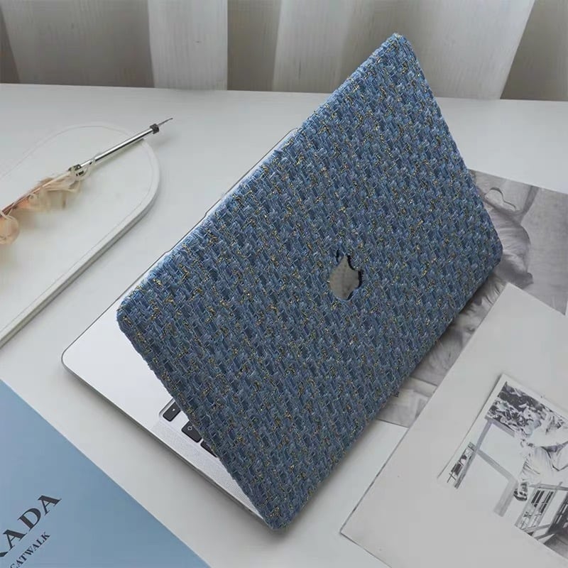 Light Blue Tweed MacBook Cover ライトブルーツイードMacBookカバー R01419
