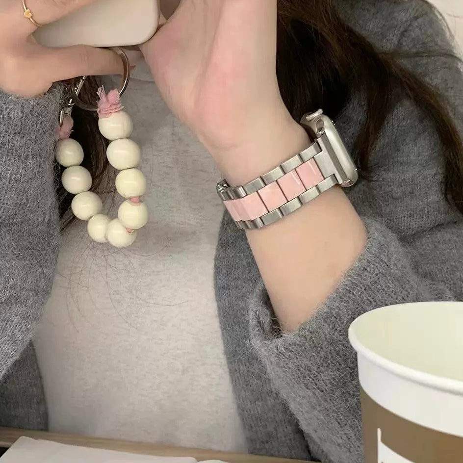 Pink & Silver Apple Watch Band ピンクとシルバーAppleWatchバンド R02092