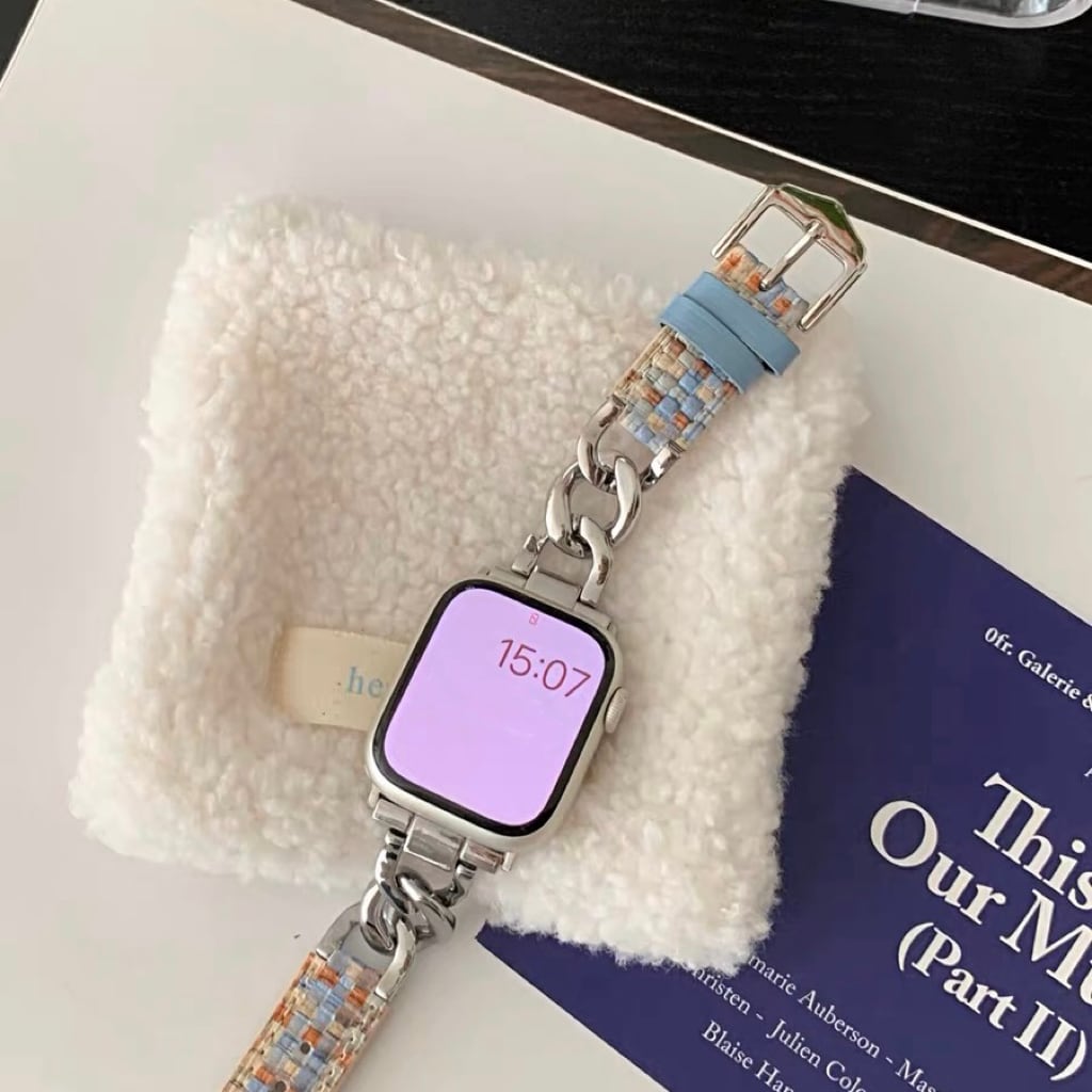 Tweed Leather & Chain Apple Watch Band ツイードレザー&チェーンApple Watchバンド R01368