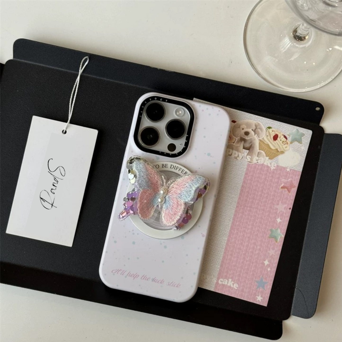 Bijou Butterfly MagSafe Stand iPhone case ビジューバタフライMagSafeスタンドスマホケース R02000
