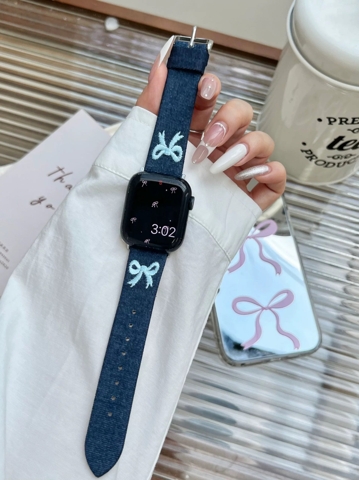 Denim Ribbon Apple Watch Band デニムリボンAppleWatchバンド R02059