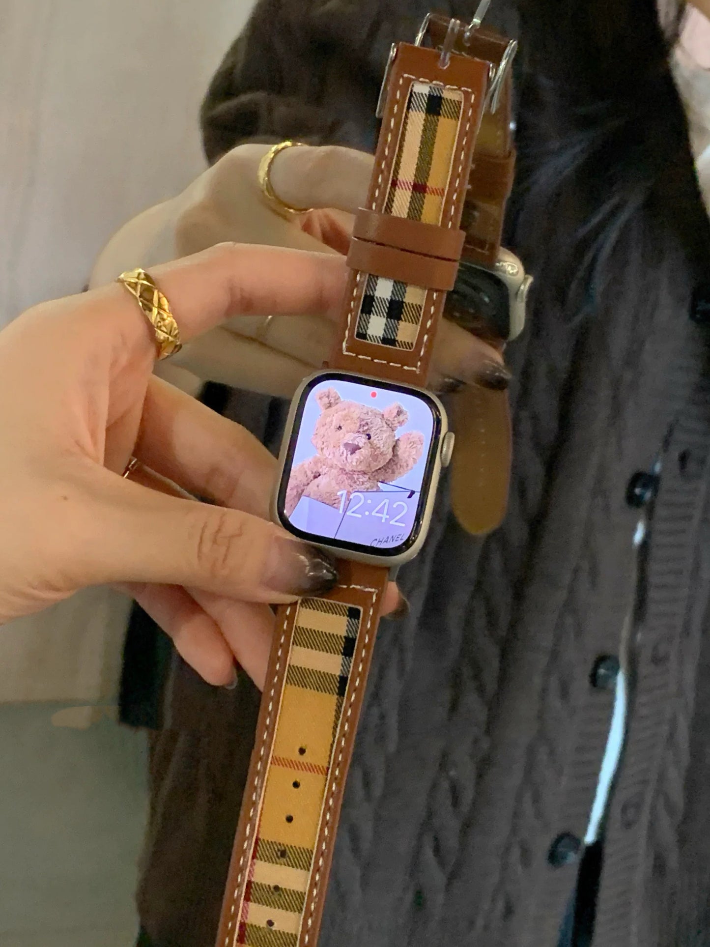 London Check Pattern Apple Watch Band ロンドンチェック柄AppleWatchバンド R02056