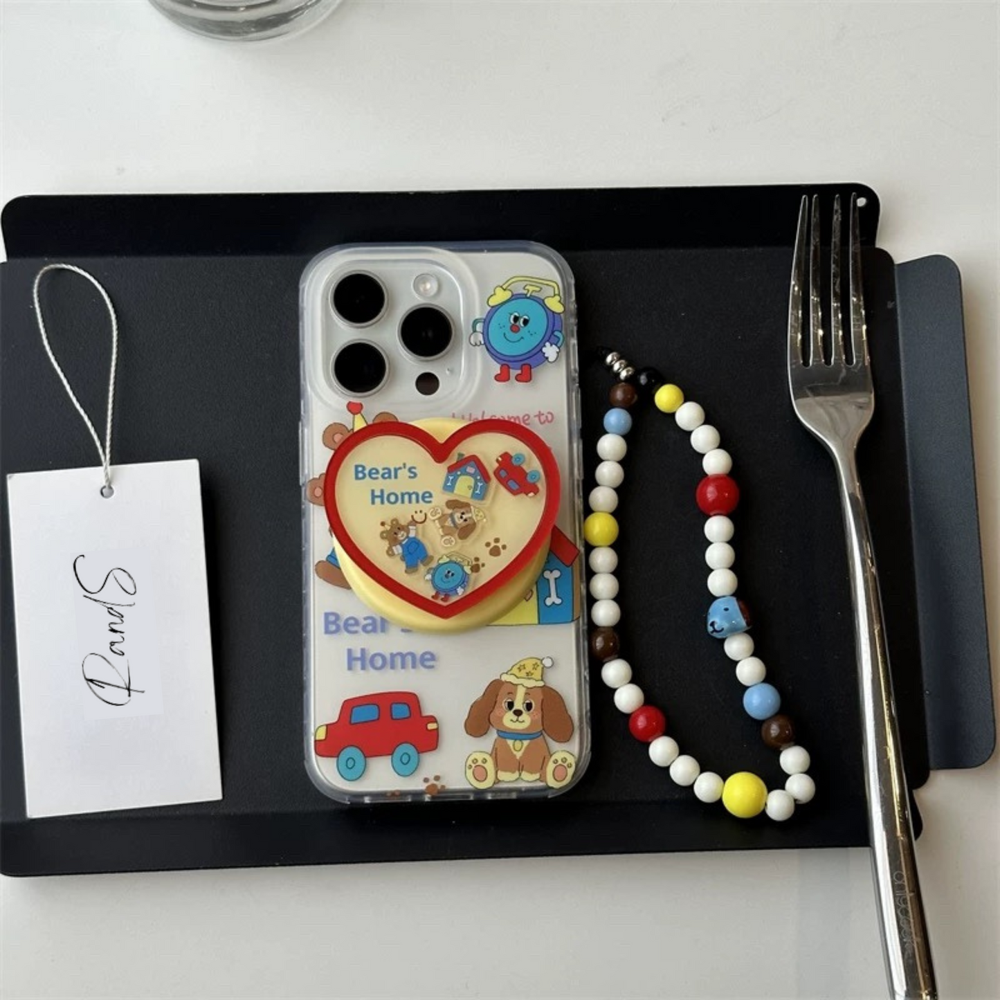 Heart Bear Stand iPhone case ハートクマさんスタンドスマホケース R02009