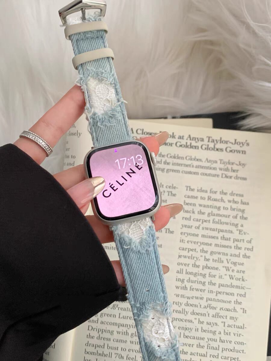 Denim & Elaborate lace Apple Watch Band デニム&レースのApple Watch バンド R01403