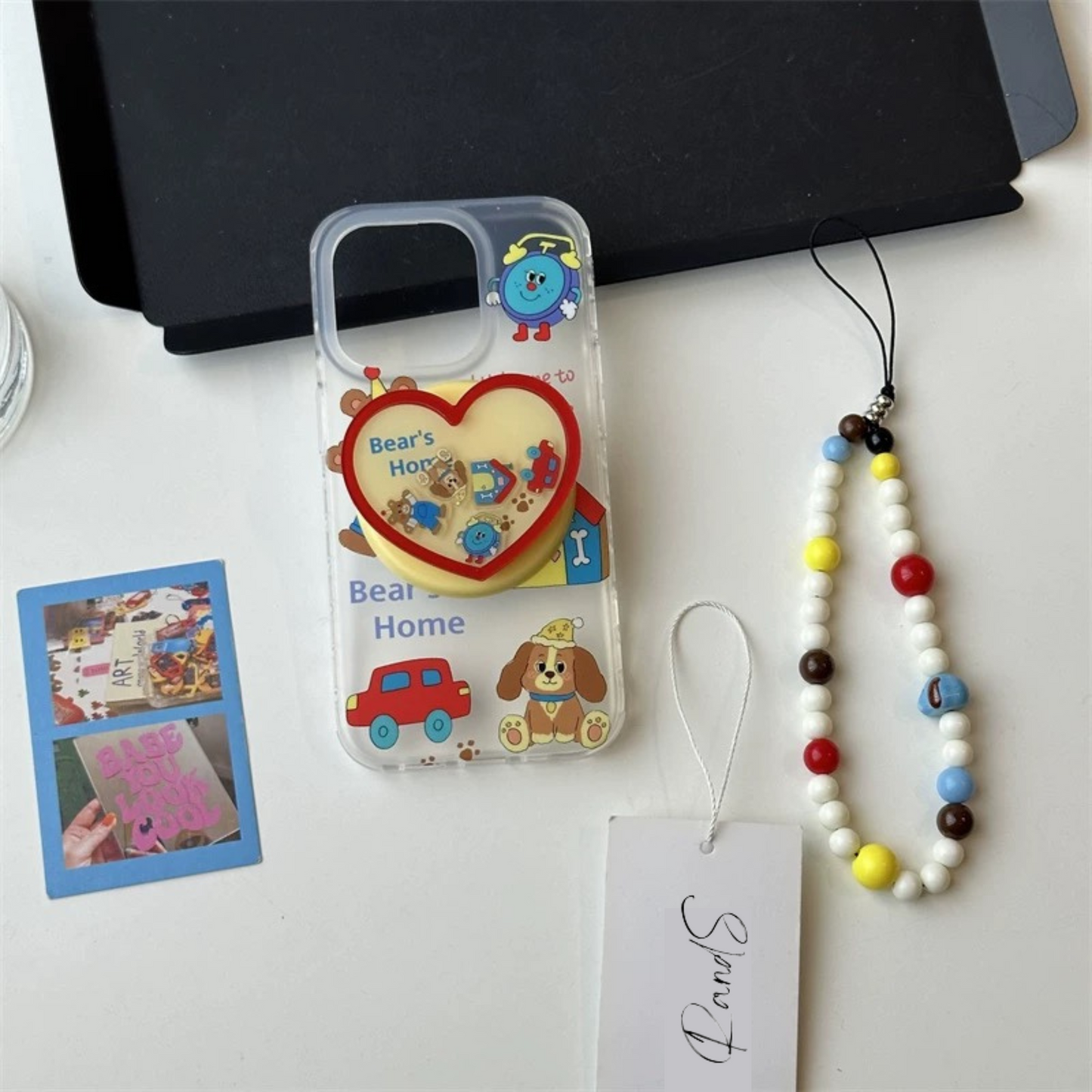 Heart Bear Stand iPhone case ハートクマさんスタンドスマホケース R02009