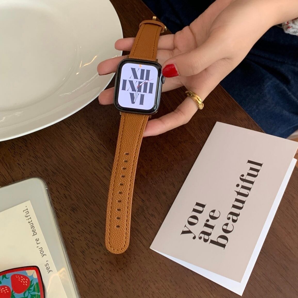 Simple Leather Apple Watch Band シンプルレザーアップルウォッチバンド R01275
