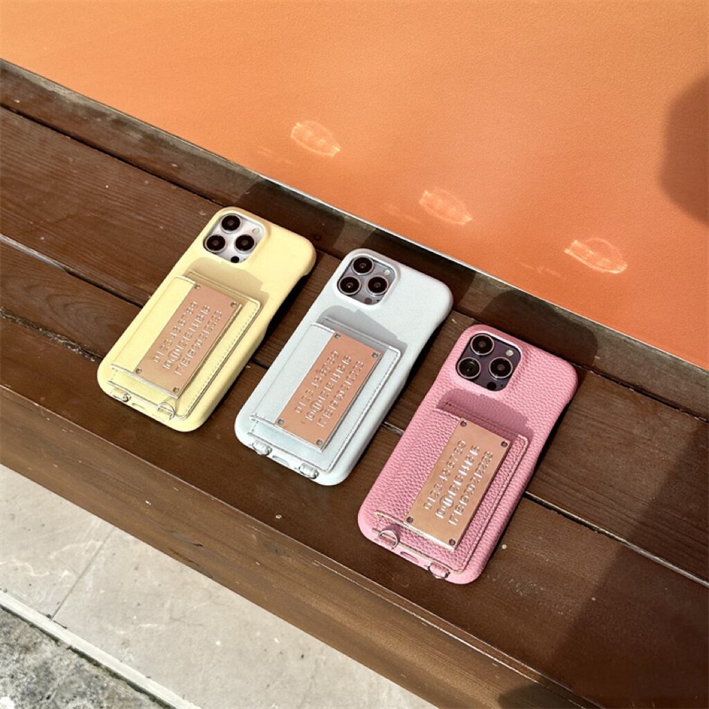Leather Shoulder iPhone case with Number Plate Card Holder レザーショルダースマホケースとナンバープレートカードホルダー R01427