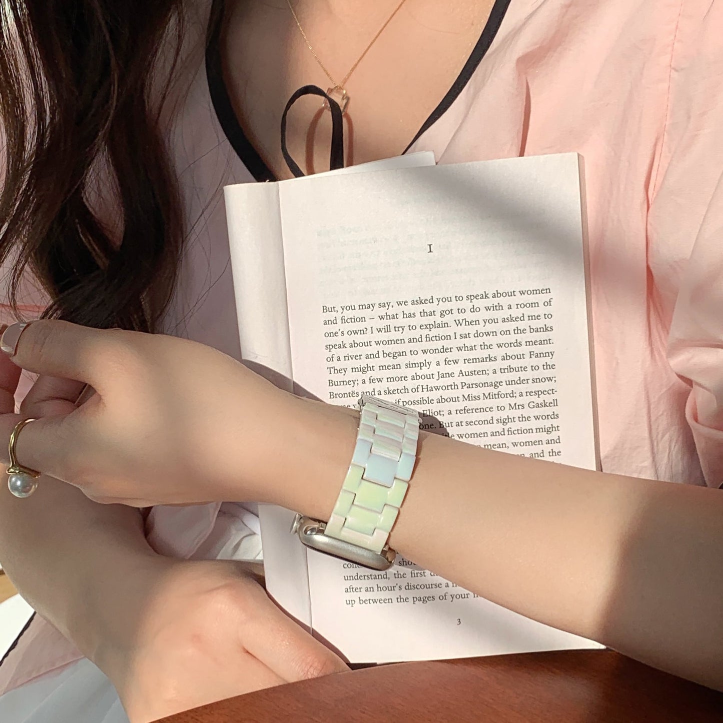 Clear Aurora & White Apple Watch Band クリアオーロラ&ホワイトApple Watchバンド R01369
