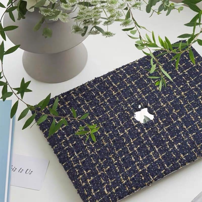 Navy Gold Tweed MacBook Cover ネイビーゴールドツイードMacBookカバー R01421
