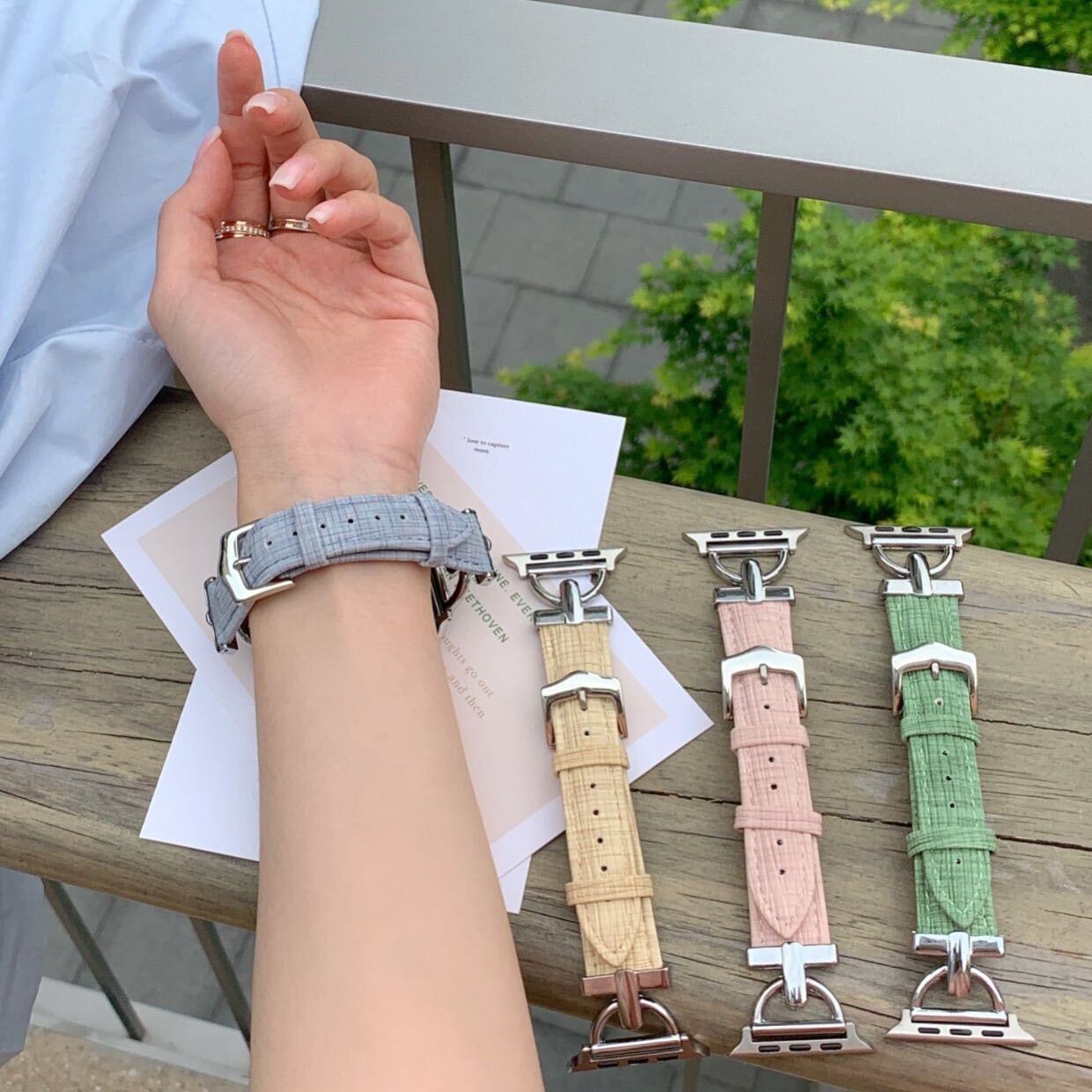 Light Color Leather Apple Watch Band ライトカラーレザーApple Watchバンド R01265