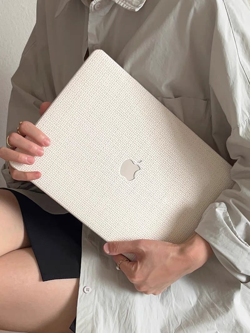 White Cream Weave MacBook Cover ホワイトクリーム編みMacBookカバー R01413