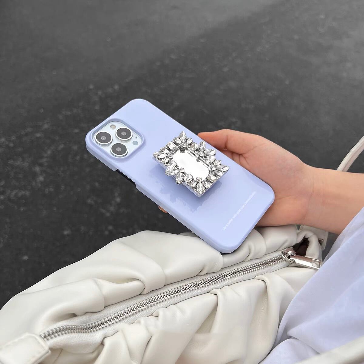 Shining Stand With Purple iPhone case キラキラスタンドとパープルiPhoneケース R01284