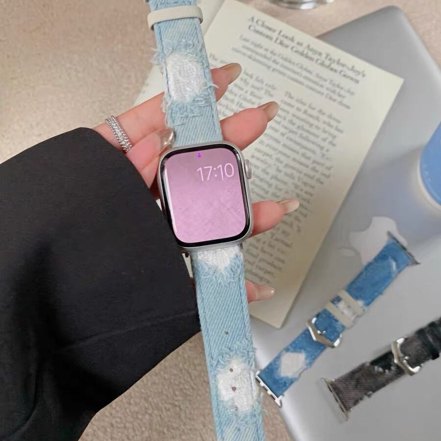 Denim & Elaborate lace Apple Watch Band デニム&レースのApple Watch バンド R01403