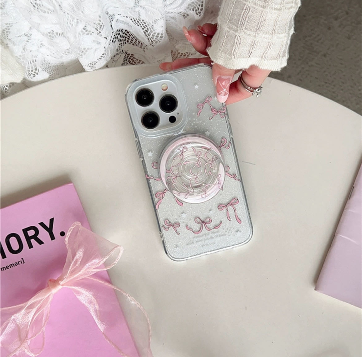 Ribbon Clear MagSafe iPhone Case リボンクリアMagSafe iPhoneケース R01398