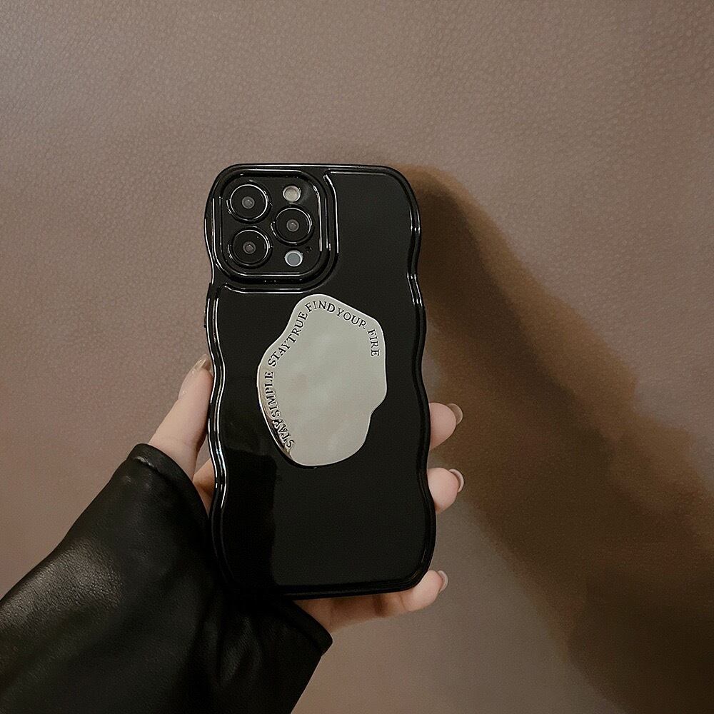 Black Mirror Stand iPhone case ブラックミラースタンドスマホケース R01358