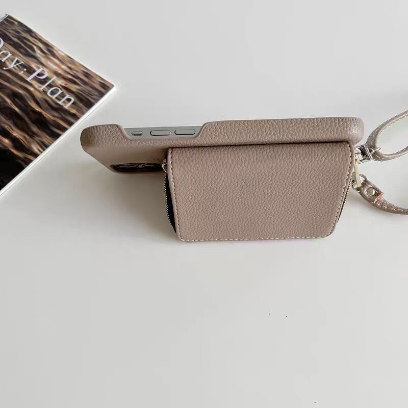 Leather Shoulder iPhone case with Big Card Holder レザーショルダースマホケースとチャック式大きなカードホルダー R01424