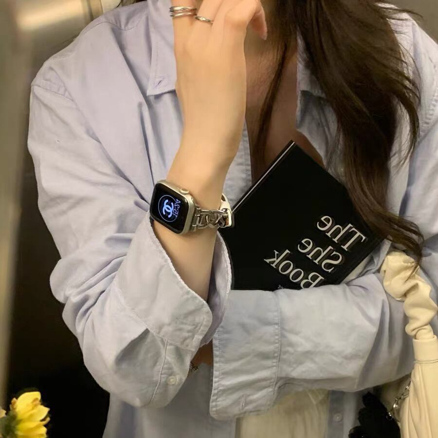 Leather & Chain Apple Watch Band レザーとチェーンのApple Watch バンド R01401