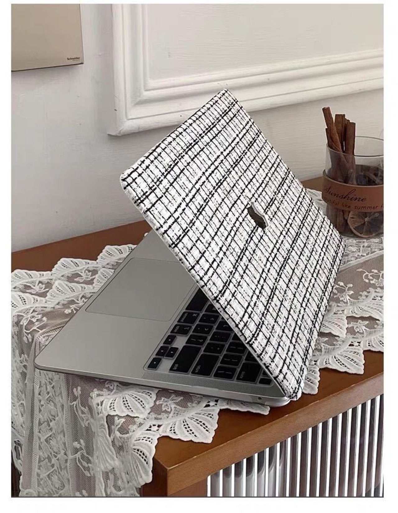 Black&White Tweed MacBook Cover ブラック&ホワイトツイードMacBookカバー R01447