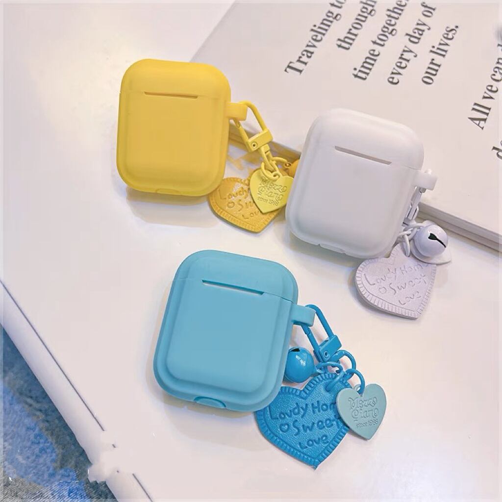 Simple Color with Cute Heart AirPods case シンプルカラー&可愛いハートストラップAirPodsケース R01353