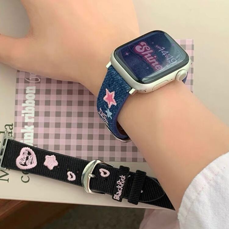 Cute Denim Apple Watch Band かわいいデニムApple Watch バンド R01407