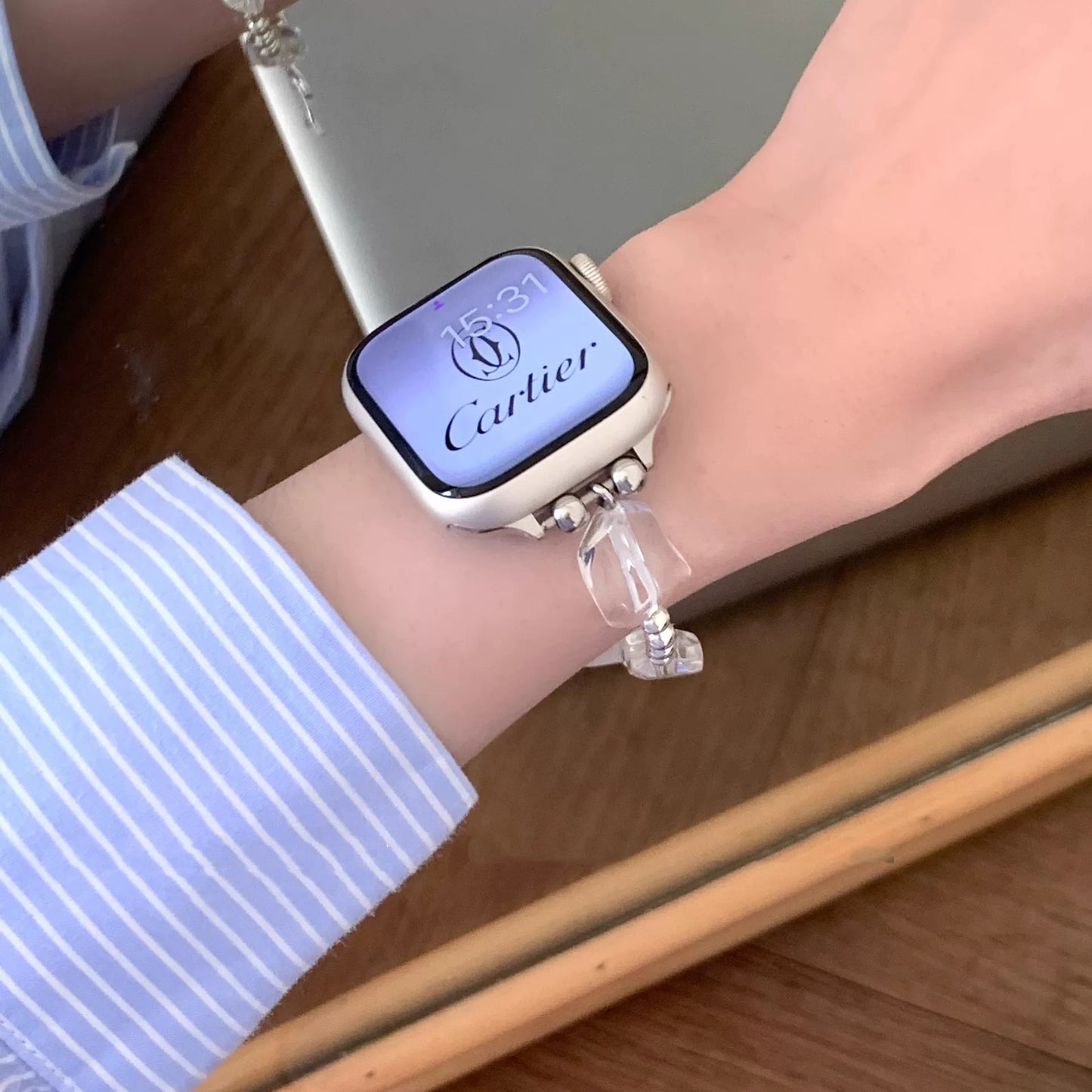 Crystal Ribbon Bracelet Apple Watch Band クリスタルリボンブレスレット風AppleWatchバンド R02099