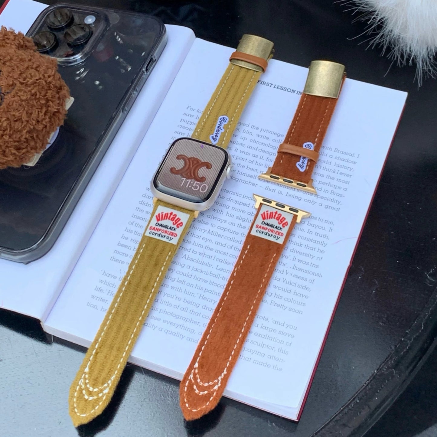 Fluffy Vintage Style Apple Watch Band モコモコビンテージ風AppleWatchバンド R02062
