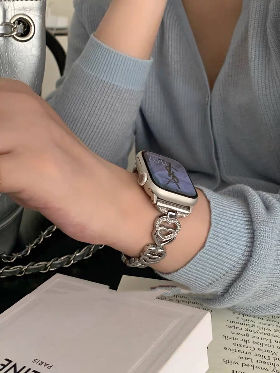 Shining Double Heart Apple Watch band キラキラダブルハートApple Watchバンド R01412
