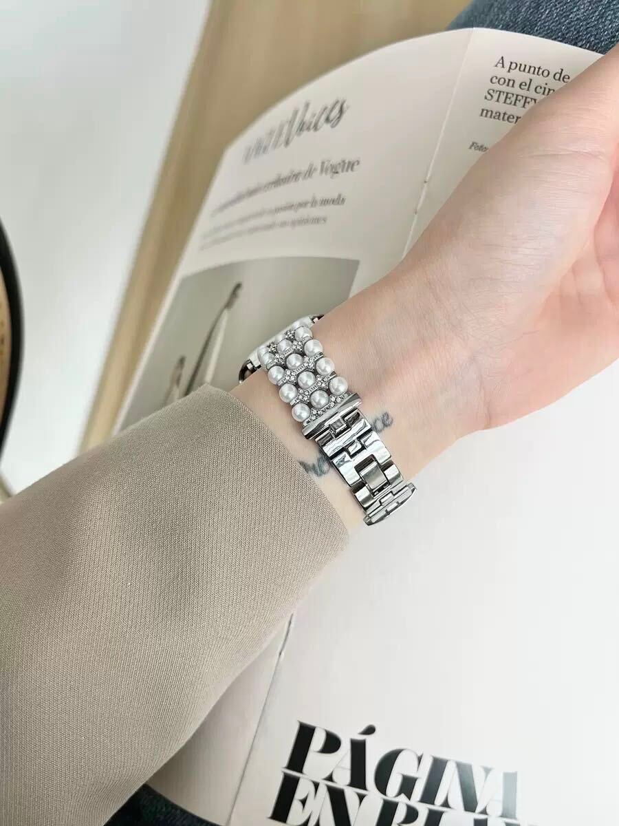 Skinny Shining Pearl Apple Watch Band スキニーキラキラパールApple Watchバンド R01292