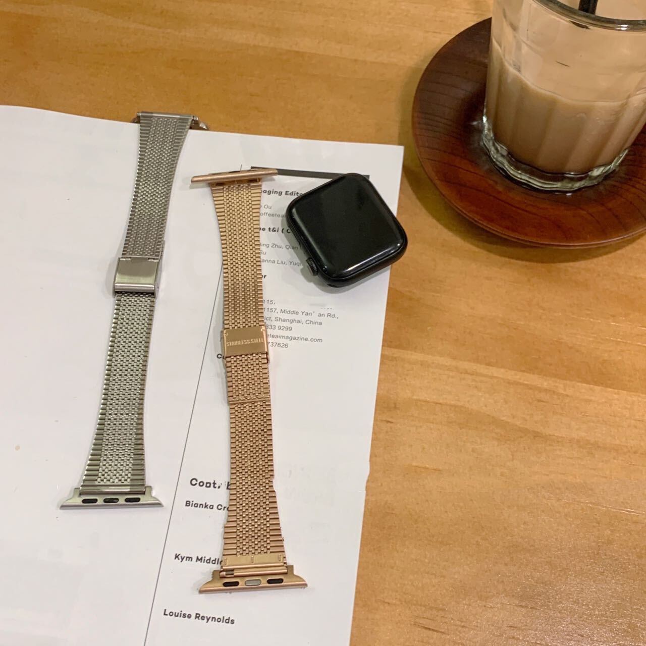 Simple Silver & RoseGold Apple Watch Band シンプルシルバー&ローズゴールドApple Watchバンド R01258