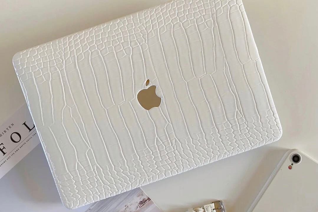 White Leather pattern Macbook ホワイトレザーMacBookカバー MC0026